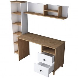 Desk 893RAN3336 120x50x161,8cm Walnut-White WALNUT-WHITE