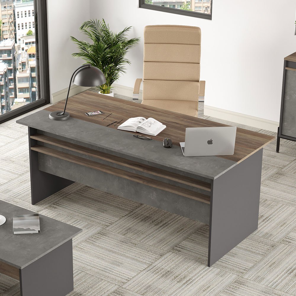 Γραφείο 956LCS1114 180x89,5x75cm Walnut-Grey