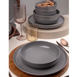 Σερβίτσιο Πιάτα Φαγητού (Σετ 12Τμχ) 710KTP9753 Grey Hermia GREY