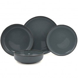 Σερβίτσιο Πιάτα Φαγητού (Σετ 16Τμχ) 710KTP3409 Dark Grey Hermia DARK GREY