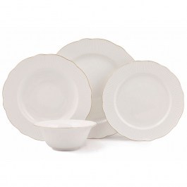 Σερβίτσιο Πιάτα Φαγητού (Σετ 24Τμχ) 710KTP2661 White-Gold Hermia WHITE-GOLD