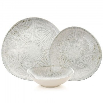 Dinner Plates (Set 24Pcs) 387GRP1364 White-Grey Hermia