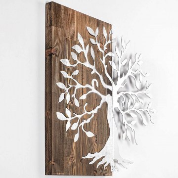 Wall Decorative Tree 899SKL2232 58x58cm Walnut-Silver Wallity