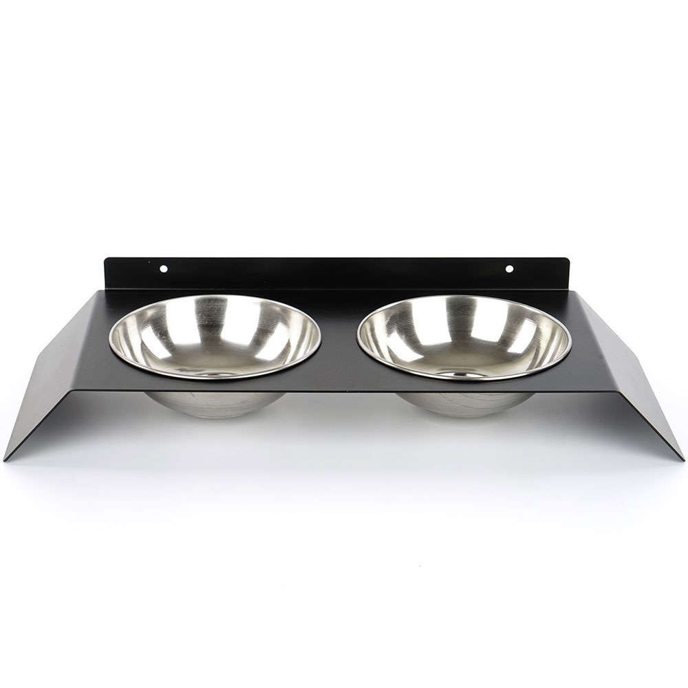 Μπωλ Φαγητού Κατοικιδίων 2 Θέσεων 268EVL1401 50x20x6cm Silver-Black Hanah Home