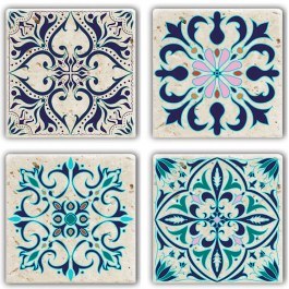 Σουβέρ (Σετ 4Τμχ) 366TYR1162 10x10x1cm Multi-Ecru Hermia MULTI-ECRU