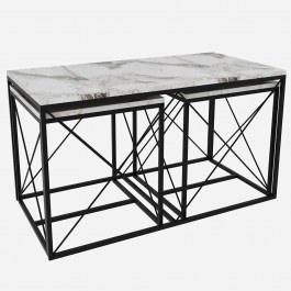 Zigon Defne (Set 3Pcs) 854KLN2908 100x50x52/45x45x47cm Marble Effect White-Black WHITE