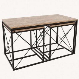 Zigon Defne (Set 3Pcs) 854KLN2904 100x50x52/45x45x47cm Pine-Black NATURAL