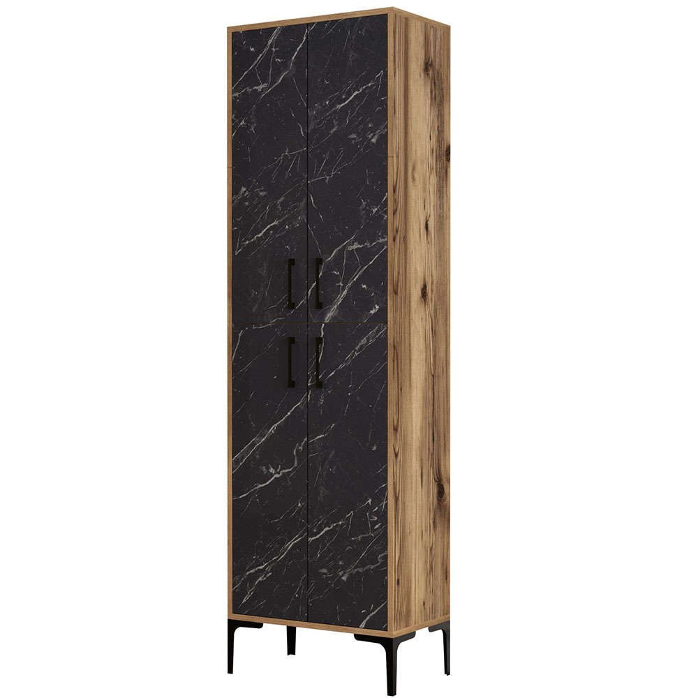 Παπουτσοθήκη Berlin 845HCT4106 60x35x200cm Marble Effect Black-Walnut