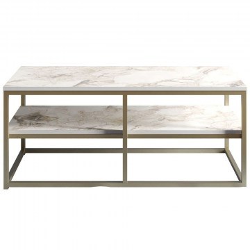 Τραπέζι Σαλονιού Forteaus 541HDL1234 110,4x52x47cm Marble Effect White-Gold