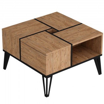 Τραπέζι Σαλονιού Nirvana 505CRL1412 71,8x71,8x43,8cm Pine-Black