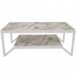 Coffee Table Flora 322RTC1203 120x60x45,8cm Marble Effect White WHITE