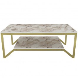 Coffee Table Flora 322RTC1202 120x60x45,8cm Marble Effect White-Gold WHITE-GOLD