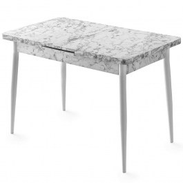 Extendable Table Ay 974NMB1143 120/150x70x75cm Marble Effect White WHITE