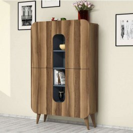 Cabinet Mine 845HCT3907 93x31,8x144cm Walnut-Blue WALNUT-BLUE