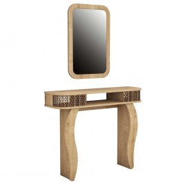 Console With Mirror Damla 845HCT4004 105x30x85/51x76,5cm Oak-Walnut WALNUT-OAK