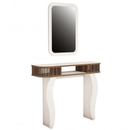 Console With Mirror Damla 845HCT4001 105x30x85/51x76,5cm White-Walnut WHITE-WALNUT