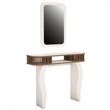 Console With Mirror Damla 845HCT4001 105x30x85/51x76,5cm White-Walnut