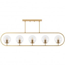 Φωτιστικό Οροφής - Ράγα Jewel 942FLG1146 122x15x49cm 5xE14 15W Gold-Clear Opviq GOLD-CLEAR