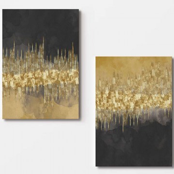 Πίνακας Καμβάς (Σετ 2Τμχ) 910NVT1418 70x100cm Black-Gold Wallity