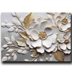 Canvas Painting 895FNA1207 100x70cm White-Gold Wallity