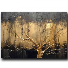 Canvas Painting 895FNA1206 100x70cm Black-Gold Wallity