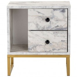 Κομοδίνο Glimmer 241NRD1409 45,2x29,5x50cm Marble Effect White-Gold GOLD-WHITE