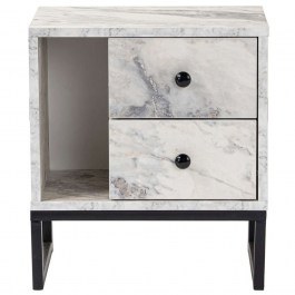 Κομοδίνο Glimmer 241NRD1408 45,2x29,5x50cm Marble Effect White-Black WHITE-BLACK