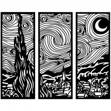 Διακοσμητικό Τοίχου Vangogh (Σετ 3Τμχ) 891TNL3567 30x3x73cm Black Wallity