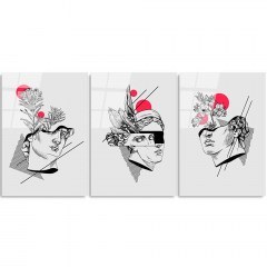 Πίνακας Γυάλινος (Σετ 3Τμχ) 123BZM2369 45x65cm Multi Wallity