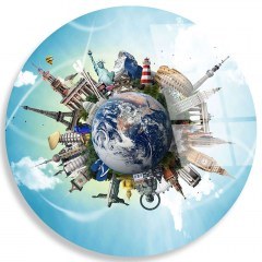 Πίνακας Γυάλινος 123BZM2645 Φ30cm Multi Wallity