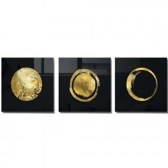Tempered Glass Painting (Set 3Pcs) 698GLS1287 60x60cm Black-Gold Wallity