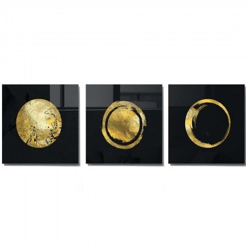 Πίνακας Γυάλινος (Σετ 3Τμχ) 698GLS1287 60x60cm Black-Gold Wallity