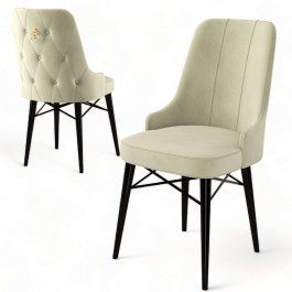 Καρέκλα Pare Babyface (Σετ 4Τμχ) 240CHR1505 46x46x94cm Cream-Black CREAM