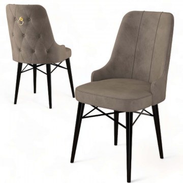 Καρέκλα Pare Babyface (Σετ 4Τμχ) 240CHR1503 46x46x94cm Cappuccino-Black