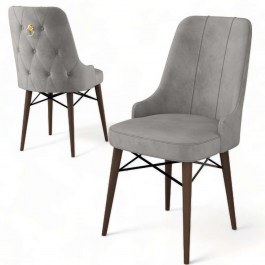 Καρέκλα Pare Babyface (Σετ 4Τμχ) 240CHR1534 46x46x94cm Grey-Brown GREY