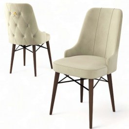 Καρέκλα Pare Babyface (Σετ 4Τμχ) 240CHR1535 46x46x94cm Cream-Brown CREAM-BROWN