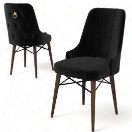 Καρέκλα Pare Babyface (Σετ 4Τμχ) 240CHR1536 46x46x94cm Black-Brown BLACK