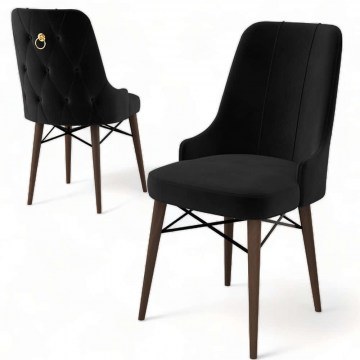 Καρέκλα Pare Babyface (Σετ 4Τμχ) 240CHR1536 46x46x94cm Black-Brown
