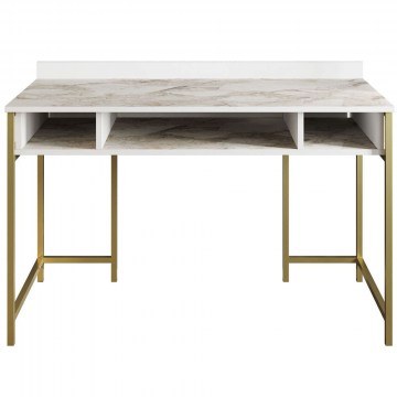 Office Tumata 541HDL1123 120x60x75cm Marble Effect White-Gold