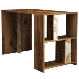 Office Lima 845HCT3843 120x60x75,4cm Marble Effect White-Walnut WHITE-WALNUT