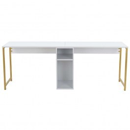 Office - Workstation 2 Seats Twin 241NRD1105 240x60x74cm White-Gold WHITE-GOLD