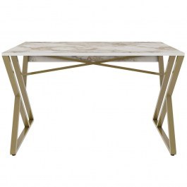 Office Gyza 322RTC1304 120x60x75cm Marble Effect White-Gold WHITE-GOLD