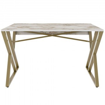 Office Gyza 322RTC1304 120x60x75cm Marble Effect White-Gold