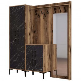 Έπιπλο Εισόδου Berlin 845HCT4218 180x35x200cm Marble Effect Black-Walnut BLACK-WALNUT