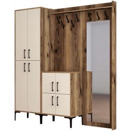Έπιπλο Εισόδου Berlin 845HCT4217 180x35x200cm Walnut-Cream WALNUT-CREAM