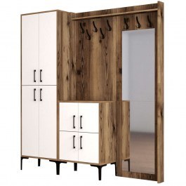 Έπιπλο Εισόδου Berlin 845HCT4214 180x35x200cm Walnut-White WALNUT-WHITE