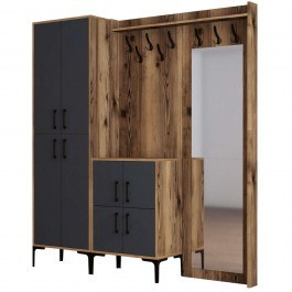 Έπιπλο Εισόδου Berlin 845HCT4213 180x35x200cm Walnut-Anthracite WALNUT-ANTHRACITE