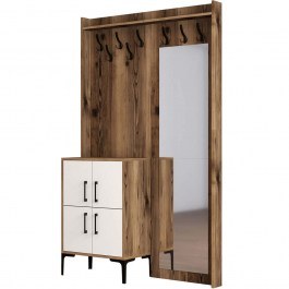 Entrance Furniture Berlin 845HCT4208 120x35x200cm Walnut-White WALNUT-WHITE