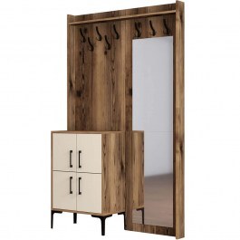 Entrance Furniture Berlin 845HCT4211 120x35x200cm Walnut-Cream WALNUT-CREAM