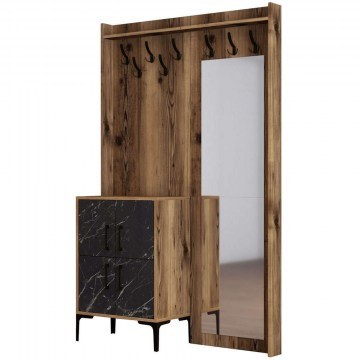 Entrance Furniture Berlin 845HCT4212 120x35x200cm Marble Effect Black-Walnut